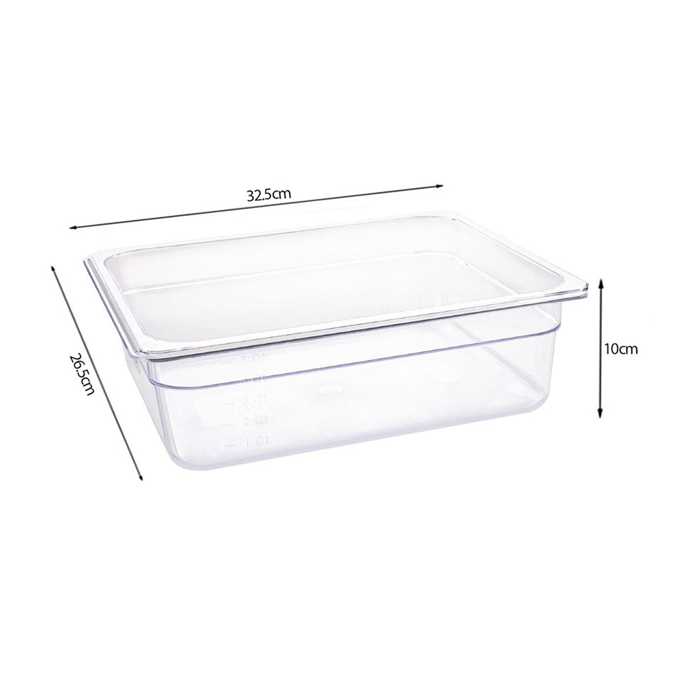 SOGA 100mm Clear Gastronorm GN Pan 1/2 Food Tray Storage Bundle of 6