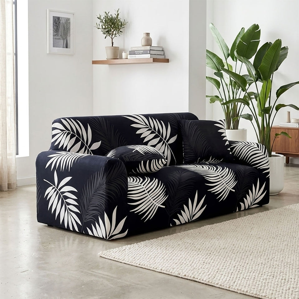 SOGA 2-Seater Leaf Design Sofa Cover Couch Protector High Stretch Lounge Slipcover Home Decor