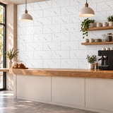 SOGA Peel & Stick Floor and Wall Tiles 30 x 30cm 10 Pack White Faux Marble