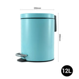 SOGA 4X Foot Pedal Stainless Steel Rubbish Recycling Garbage Waste Trash Bin Round 12L Blue