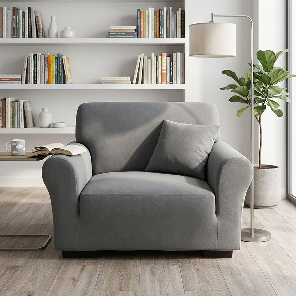 SOGA 1-Seater Grey Sofa Cover Couch Protector High Stretch Lounge Slipcover Home Decor