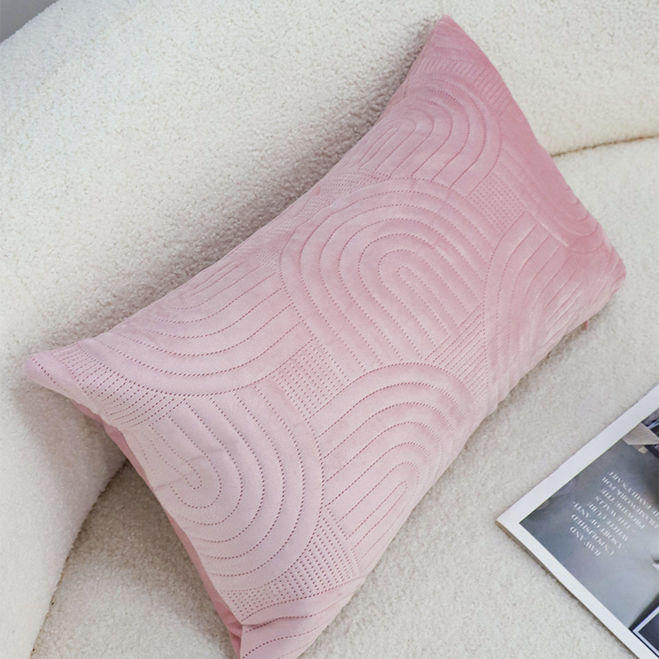 SOGA 2X 30cm Pink Textured Geometric Pattern Decorative Throw Pillow