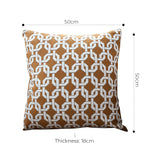 SOGA 2X 50cm Brown Checkered Chain Jacquard Square Pillow Decorative Cushion for Home Decor