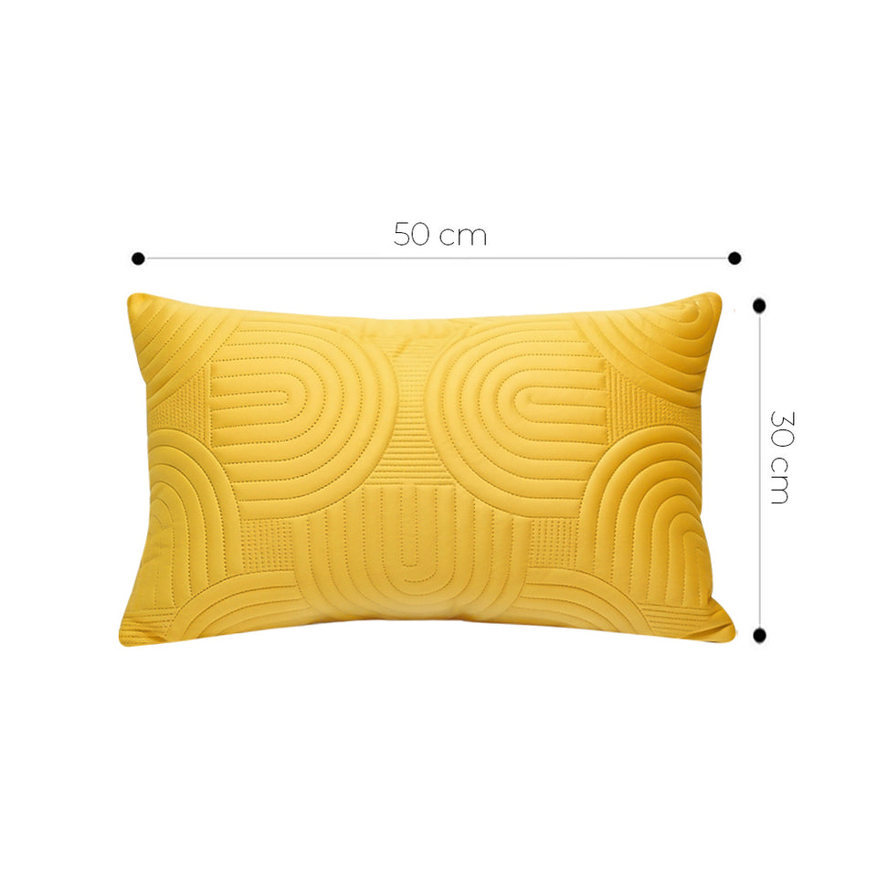 SOGA 2X 30cm Yellow Textured Geometric Pattern Decorative Throw Pillow