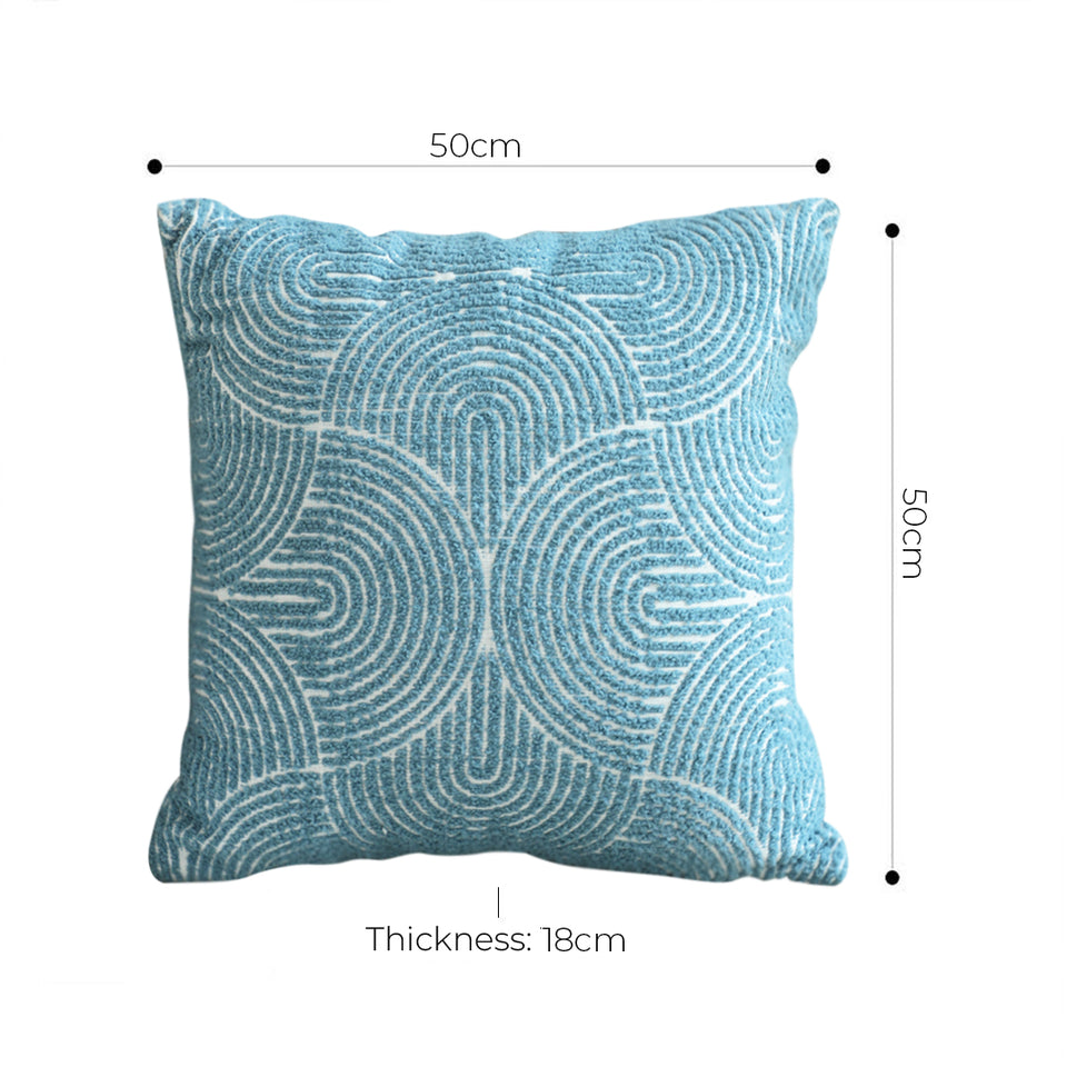 SOGA 50cm Blue Throw Pillow Geometric Indoor and Outdoor Corded for Home Decor