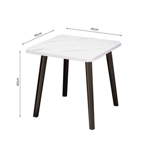 SOGA 40cm White Ceramic Table Stone Pattern Compact Modern Design with Black Metal Legs