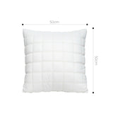 SOGA Quilted Cushion 50cm White Grid Pattern Soft Padded Decorative Throw Pillow