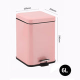 SOGA 4X Foot Pedal Stainless Steel Rubbish Recycling Garbage Waste Trash Bin Square 6L Pink