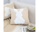 SOGA 2X 45cm Throw Pillow Light Tan Square Cushion with Soft White Rabbit Design Decorative Home Decor