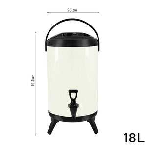 SOGA 4X 18L Stainless Steel Insulated Milk Tea Barrel Hot and Cold Beverage Dispenser Container with Faucet White