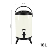 SOGA 4X 18L Stainless Steel Insulated Milk Tea Barrel Hot and Cold Beverage Dispenser Container with Faucet White