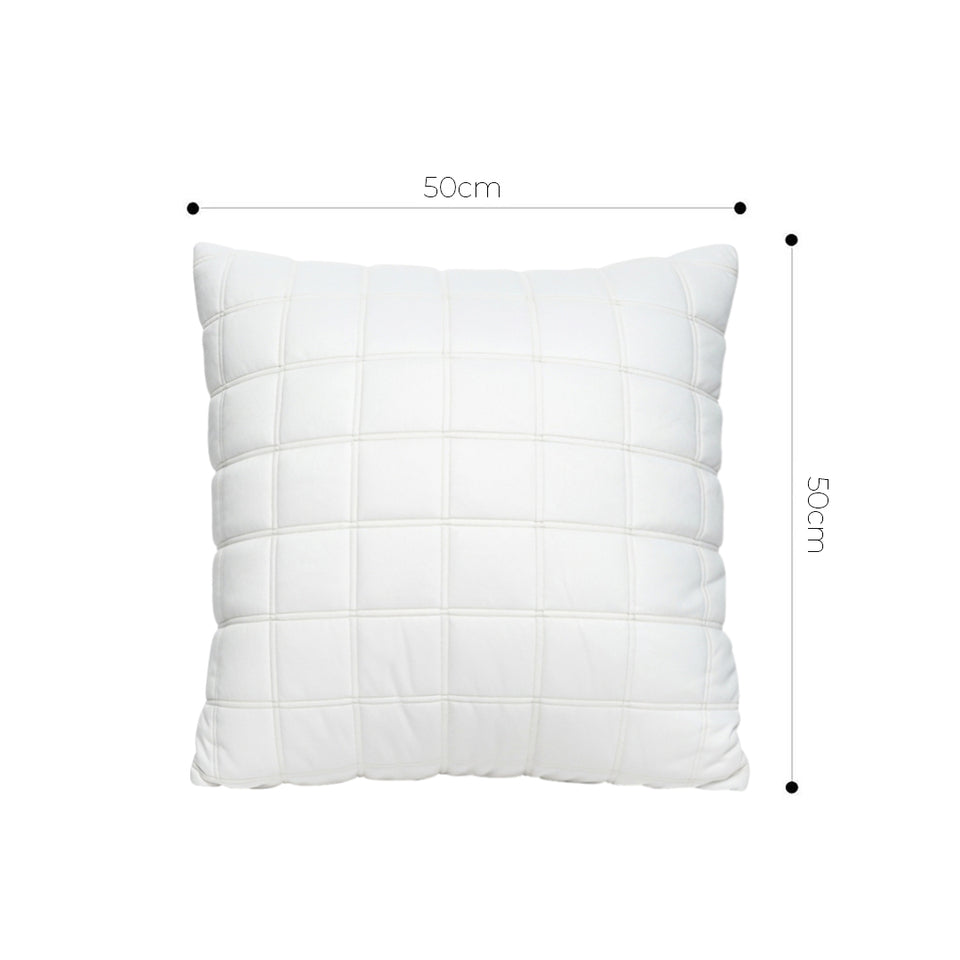 SOGA 2X Quilted Cushion 50cm White Grid Pattern Soft Padded Decorative Throw Pillow