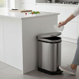 SOGA Foot Pedal Stainless Steel Rubbish Recycling Garbage Waste Trash Bin 10L U