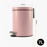 SOGA 4X Foot Pedal Stainless Steel Rubbish Recycling Garbage Waste Trash Bin Round 7L Pink
