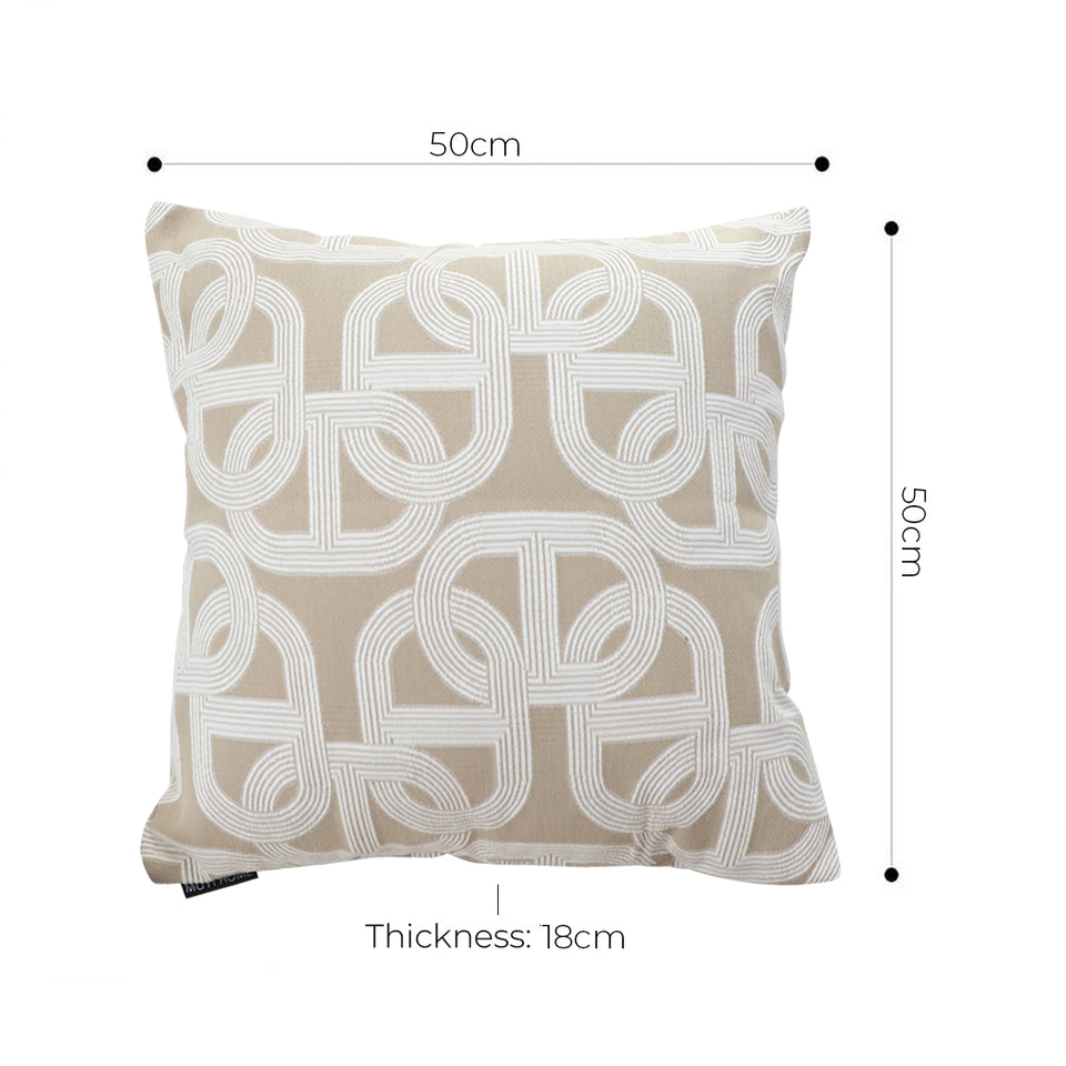 SOGA 50cm Throw Pillow Beige Interlocking Geometric Pattern Modern Accent for Home Décor