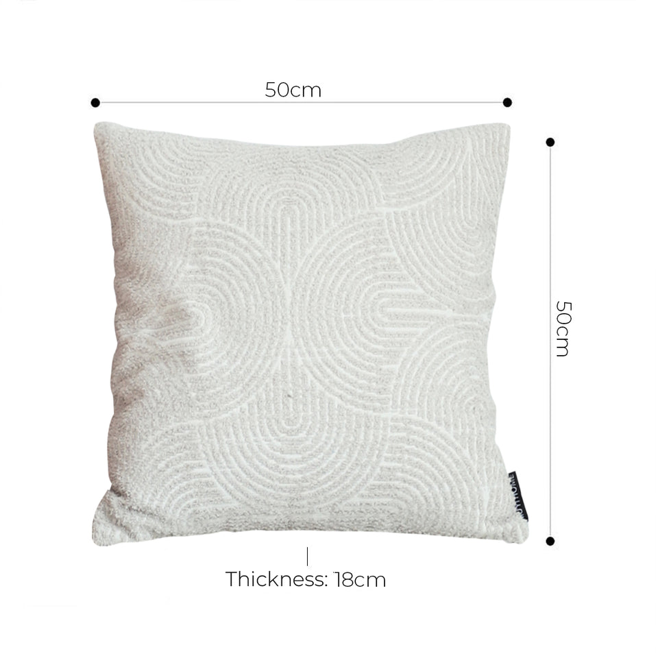 SOGA 2X 50cm Throw Pillow Off White Lumbar Embroidered Decorative Cover Stitch for Home Decor