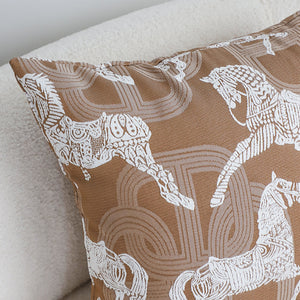 SOGA 2X 50cm Bohemian Camel Brown White Horse Pattern Throw Pillow