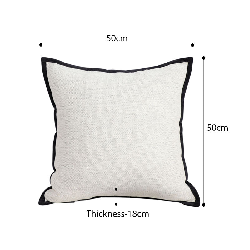 SOGA 2X 50cm Classic Natural Linen Black Piped Edge Decorative Throw Pillow
