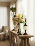 SOGA 2 x Clear Glass Flower Vase with Lid and White Flower Filler Vase Black Set