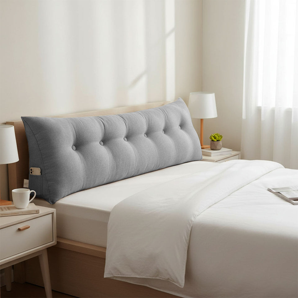 SOGA 2X 180cm Silver Triangular Wedge Bed Pillow Headboard Backrest Bedside Tatami Cushion Home Decor