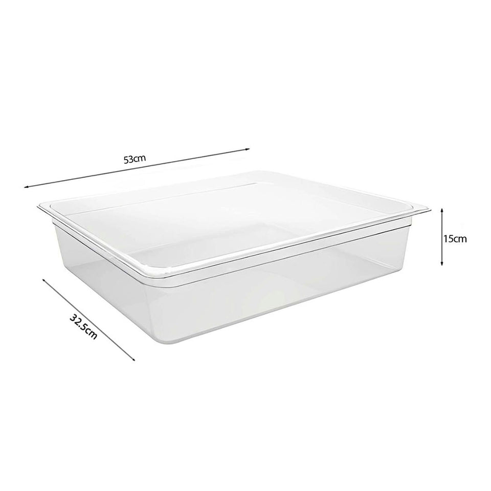 SOGA 150mm Clear Gastronorm GN Pan 1/1 Food Tray Storage Bundle of 6 with Lid