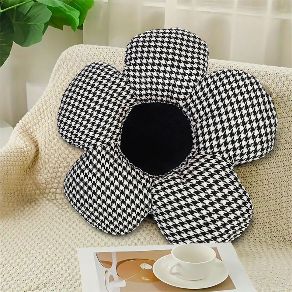 SOGA 2X Black Flower Cushion Shaped for Floor and Sitting Throw Pillow