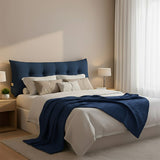 SOGA Home & Living Bundle – Blue Triangular Wedge Pillow & Blue Striped Flannel Throw