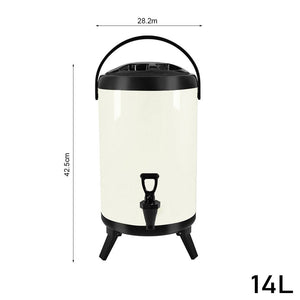 SOGA 4X 14L Stainless Steel Insulated Milk Tea Barrel Hot and Cold Beverage Dispenser Container with Faucet White