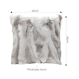 SOGA 2X 45cm Throw Pillow Floral Gray Rabbit Fur Square Warm Cozy Decorative Cushion Home Decor