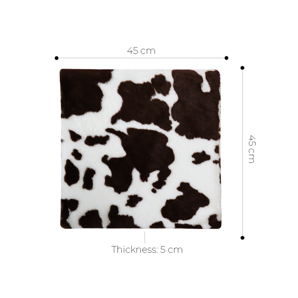 SOGA Coffee Cowhide Square Cushion Soft Leaning Plush Backrest Throw Seat Pillow