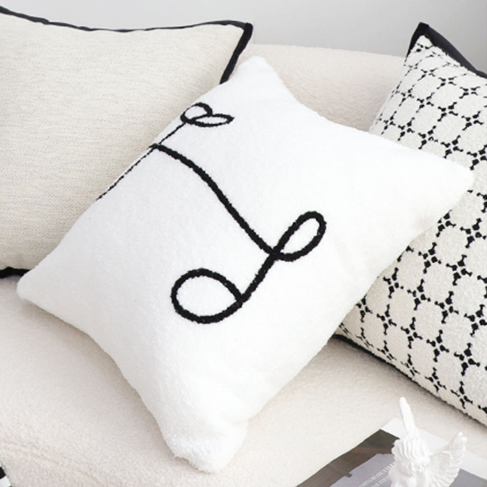 SOGA 2X 45cm Minimalist White Script Letter Embroidered Throw Pillow