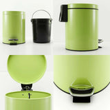 SOGA Foot Pedal Stainless Steel Rubbish Recycling Garbage Waste Trash Bin Round 7L Green