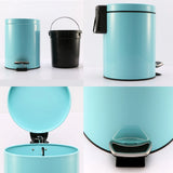 SOGA 7L Modern Foot Pedal Trash Bin Waste Kitchen Bathroom Stainless Steel Round Blue