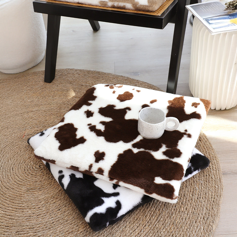 SOGA Coffee Cowhide Square Cushion Soft Leaning Plush Backrest Throw Seat Pillow