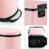 SOGA Foot Pedal Stainless Steel Rubbish Bin U Shape Pink 10L