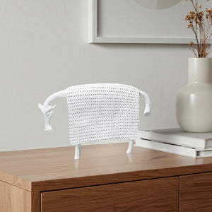 SOGA 24cm White Cow Sculpture with Dotted Pattern in Resin for Modern Home Decor