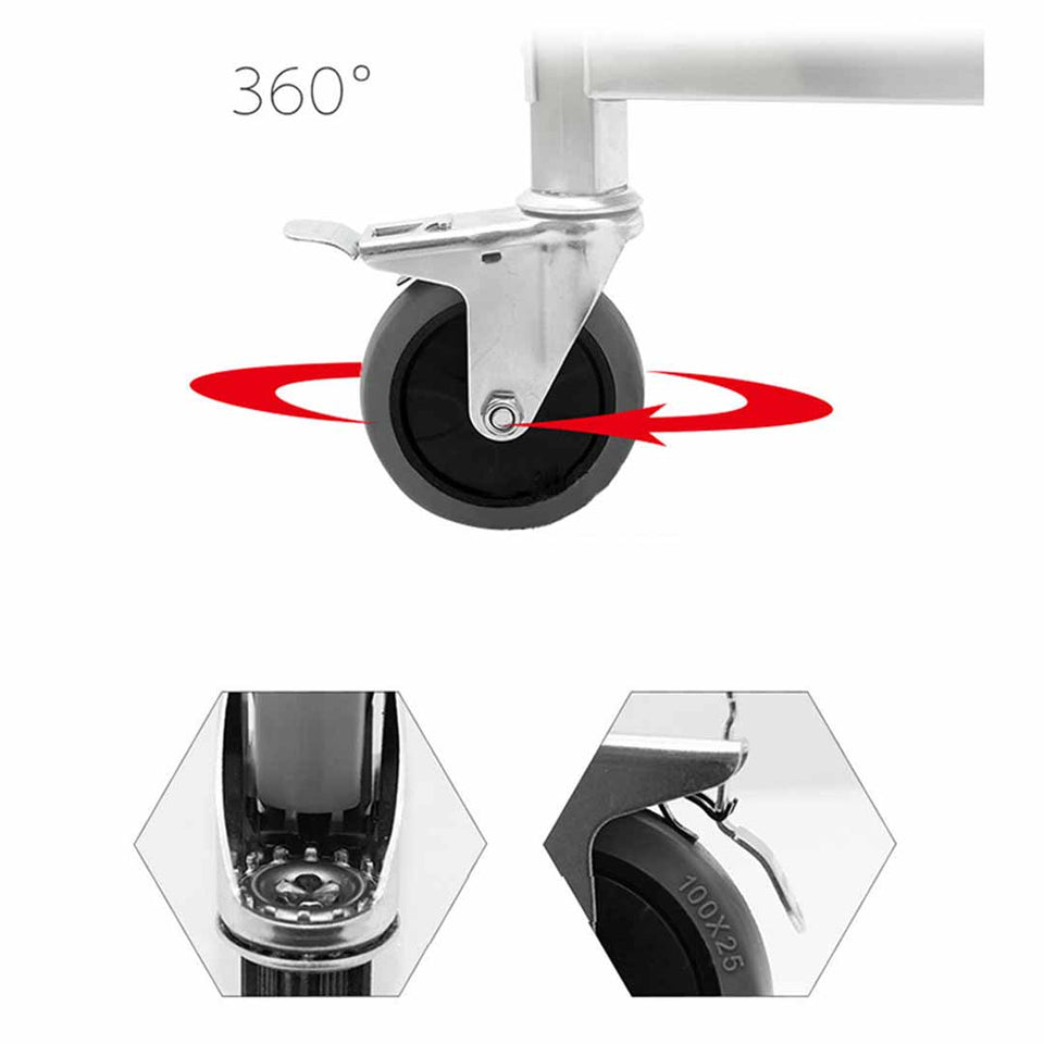 SOGA 2 Tier Stainless Steel Round Kitchen Trolley 86x54x94cm