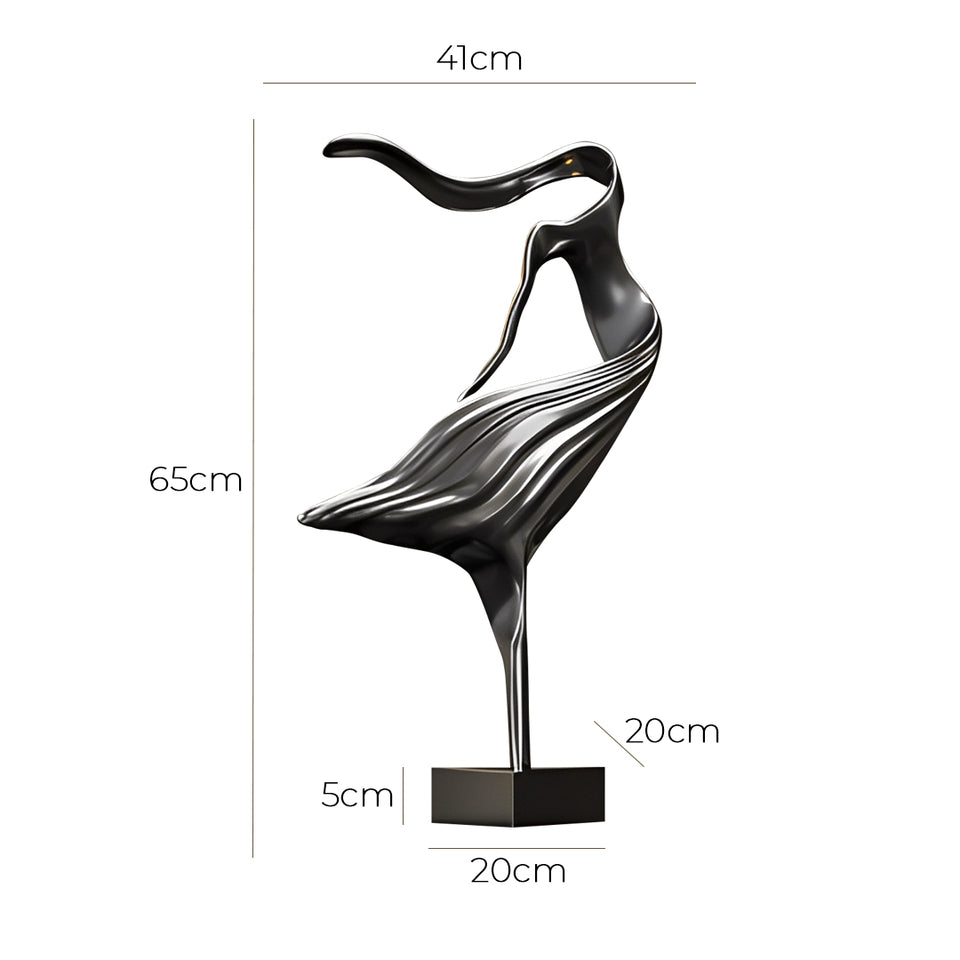 SOGA 65cm Black Modern Abstract Dancer Sculpture with Black Base for Home Decor