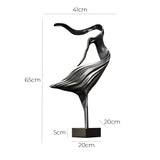 SOGA 65cm Black Modern Abstract Dancer Sculpture with Black Base for Home Decor
