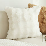 SOGA 2X 50cm Throw Pillow White Rabbit Fur Cushion Luxurious Soft Decorative Square Pillow for Living Room