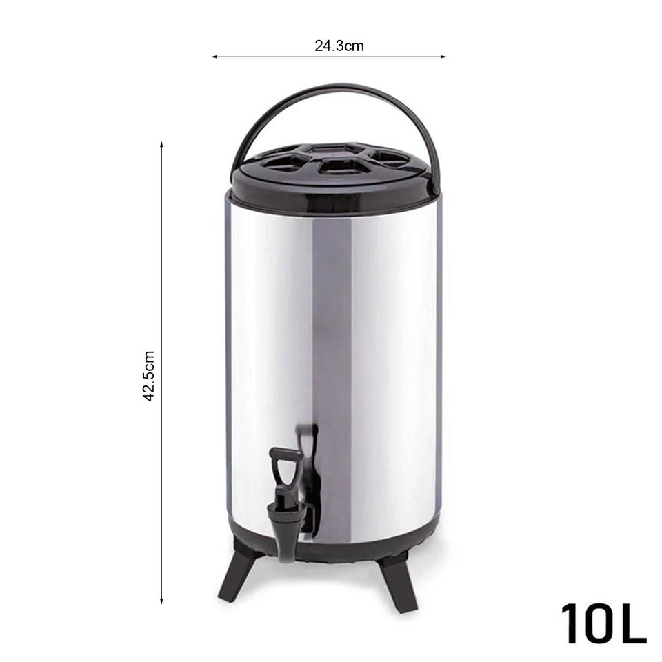 SOGA 2 x 10L Portable Insulated Cold/Heat Coffee Bubble Tea Pot Beer Barrel With Dispenser