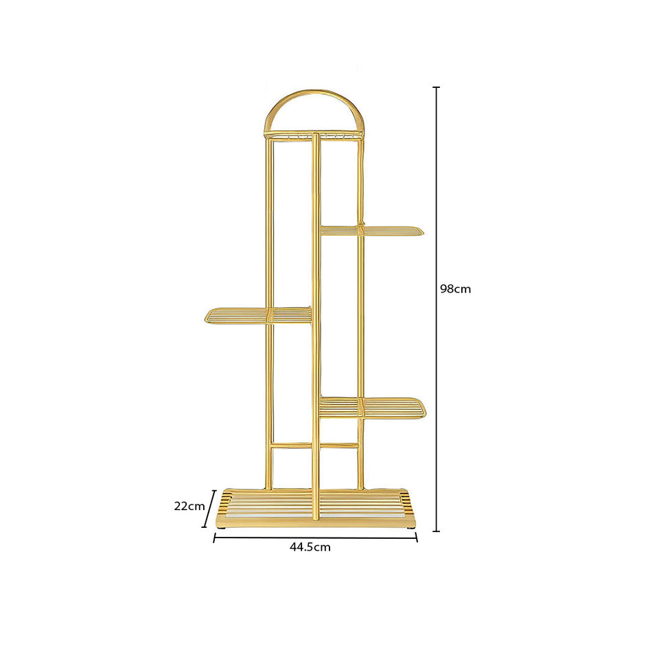 SOGA 2X 5 Tier 6 Pots Gold Metal Plant Stand Flowerpot Display Shelf Rack Indoor Home Office Decor