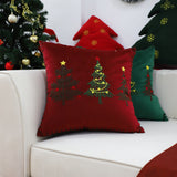 SOGA 45cm Burgundy Red Christmas Tree Embroidered Throw Pillow