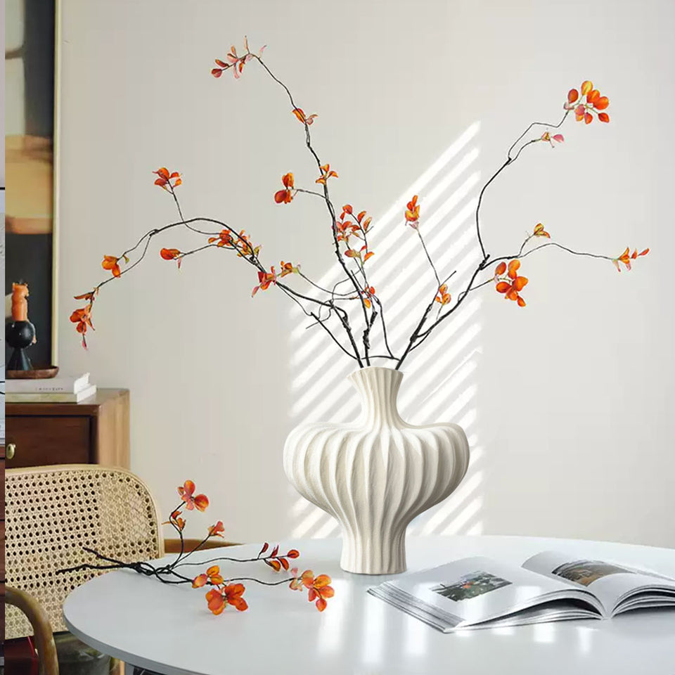 SOGA 2X 28x30cm Large Matte White Decorative Vases – Countertop Ornament