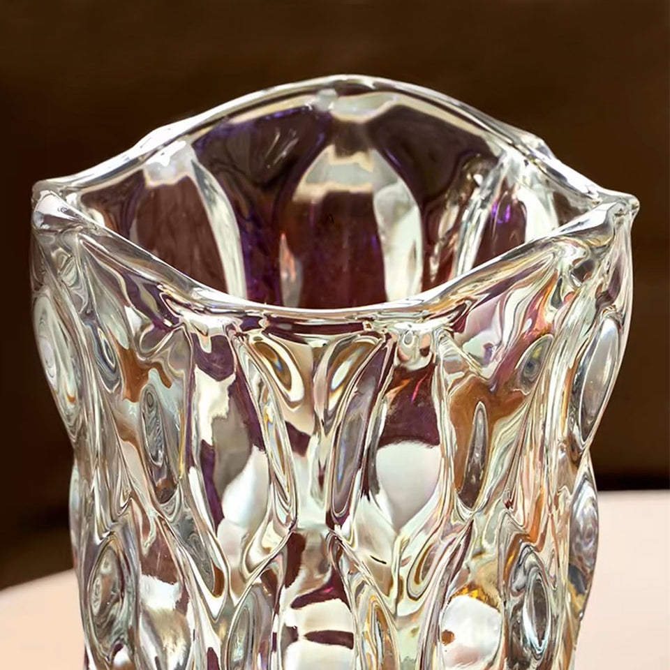 SOGA 29.8cm Golden Amber Glass Crystal Vase Elegant Modern Home Decor