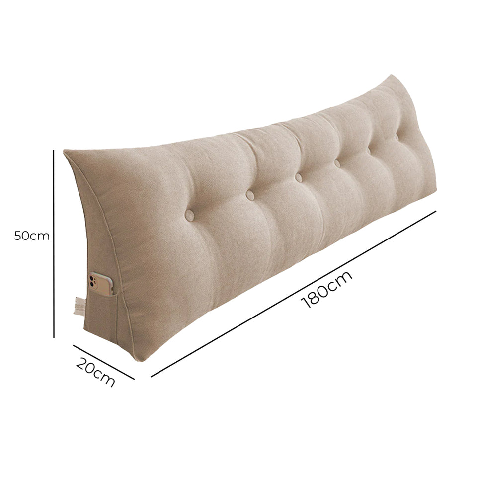 SOGA 4X 180cm Beige Triangular Wedge Bed Pillow Headboard Backrest Bedside Tatami Cushion Home Decor