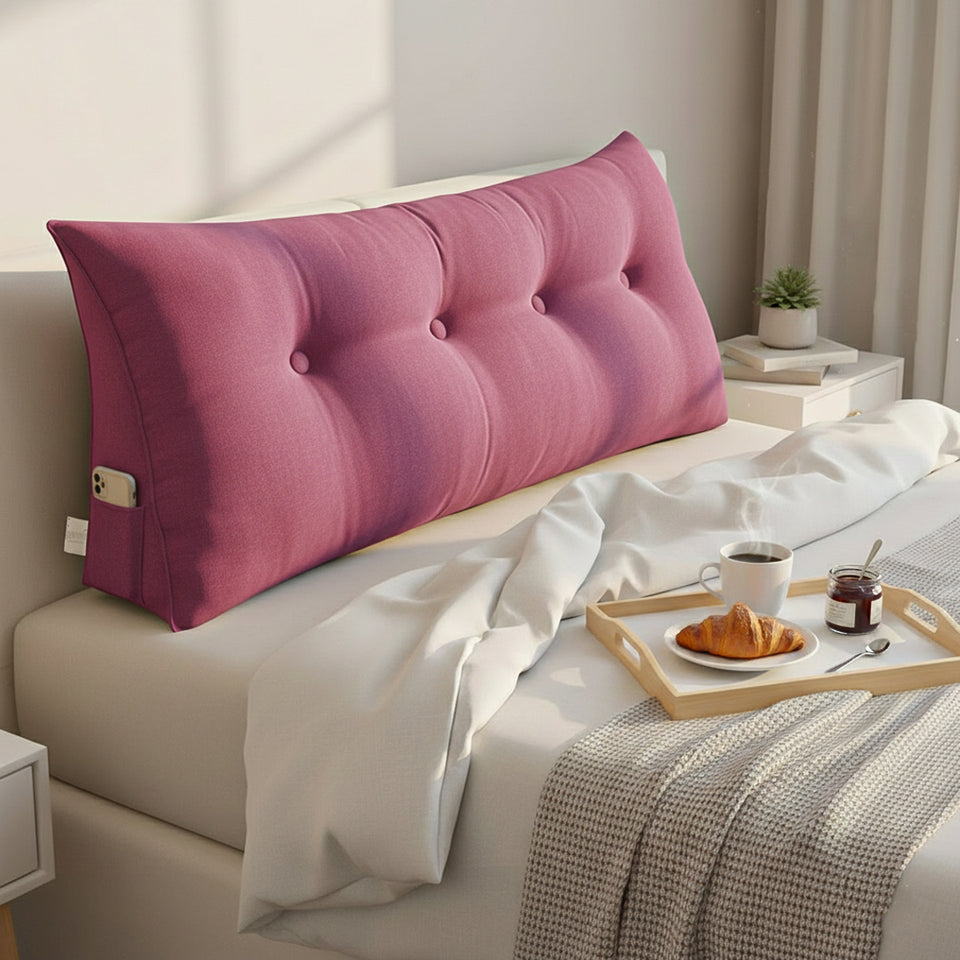 SOGA 120cm Crabapple Red Triangular Wedge Bed Pillow Headboard Backrest Bedside Tatami Cushion Home Decor