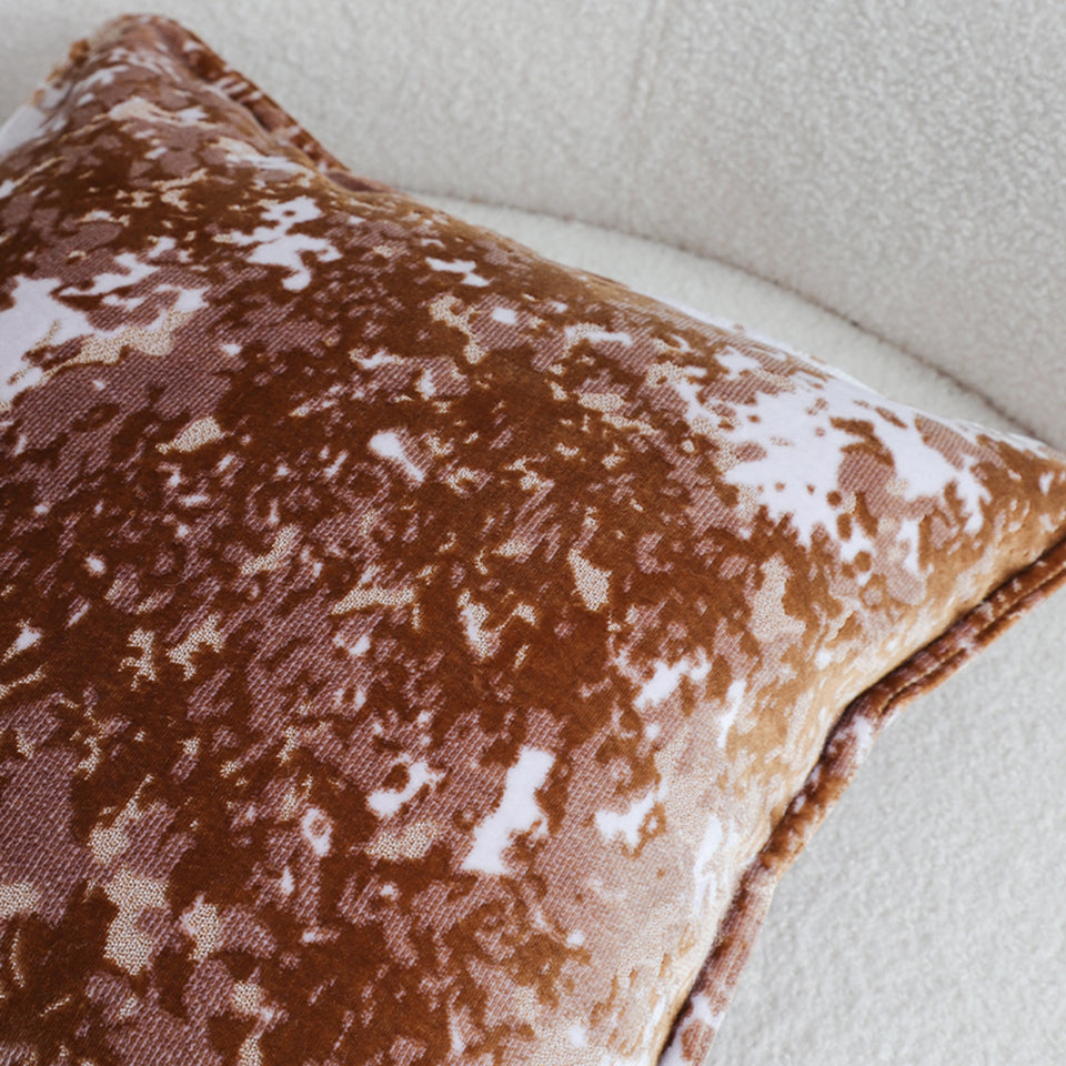 SOGA 2X 50cm Brown White Crushed Velvet Decorative Throw Pillow