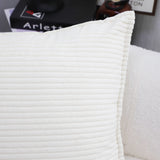 SOGA 2-Pack 50cm Beige Corduroy Wabi-Sabi Striped Throw Pillows
