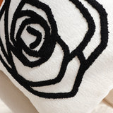 SOGA 2X Embroidered Cushion 45cm White Black Rose Flower Pattern Decorative Throw Pillow